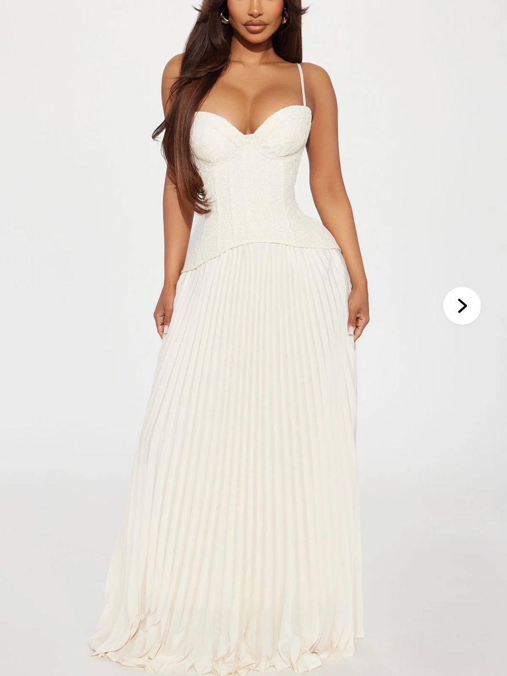 Fashion nova Daniella Lace Corset Pleated Maxi Dress